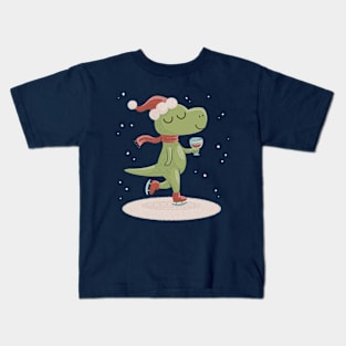 Christmas T-Rex Winosaur Dinosaur Kids T-Shirt